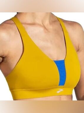 Brooks Drive Plunge Run Bra in Golden Hour/Bluetiful